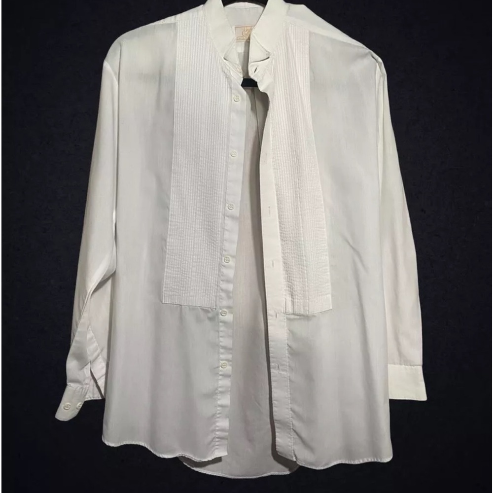 Crafters Collection White Tuxedo Button-Down Plea… - image 7